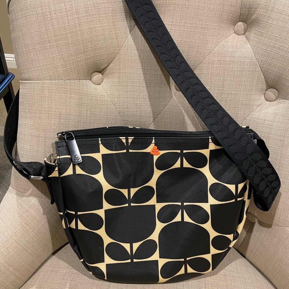 Orla Kiely Black and Cream Shoulder Bag